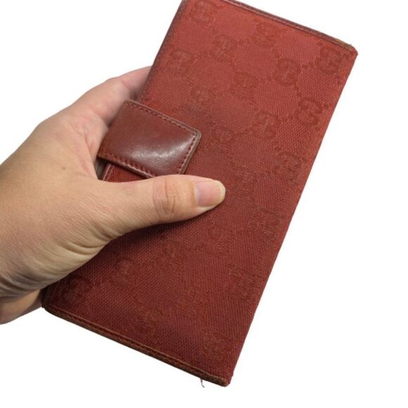 Authentic GUCCI Red Canvas & Leather Long Slim Wallet / Checkbook Holder - Picture 11 of 11